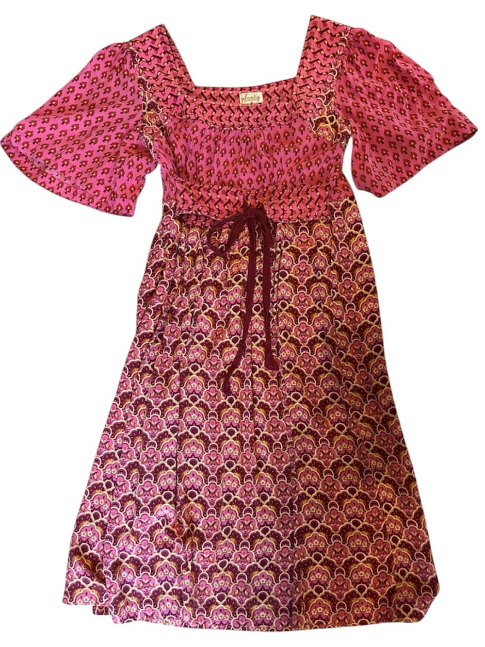 Anthropologie Silk Boho Midi Dress Plenty by Tracy Reese Pink Prairie Feminine 4